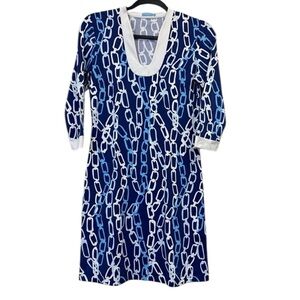 J. McLaughlin Gisel Catalina cloth dress in blue chain print